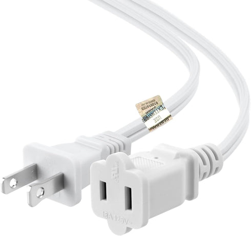 US AC Power Extension Cable Cord SPT-2 16AWG/2C 125V 13A 2-Prong Polarized Male to Female Extension Cord for NEMA 1-15P to NEMA 1-15R (10 ft, Whit...