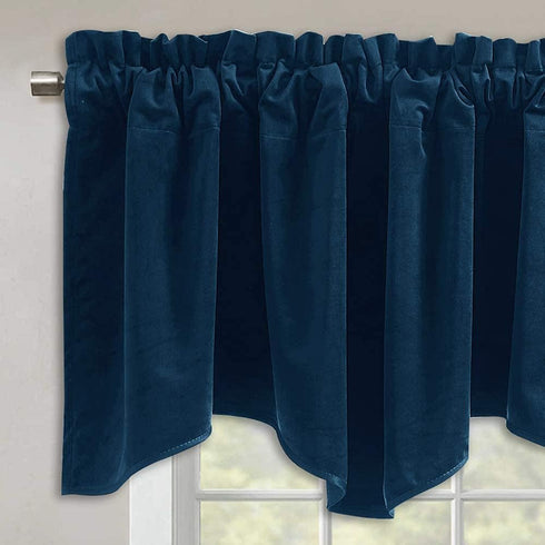 StangH Navy Blue Valances Curtains - Luxury Velvet Txture Tier Curtains Rod Pocket Top Home Fashion Short Curtains for Bedroom Gallery Office Wind...