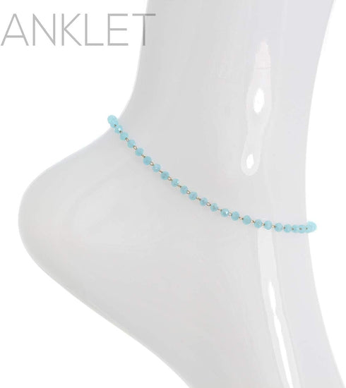 Rosemarie Collections Women's 3mm Crystal Bead Ankle Chain Bracelet Anklet, 9"+ 2" Extender...