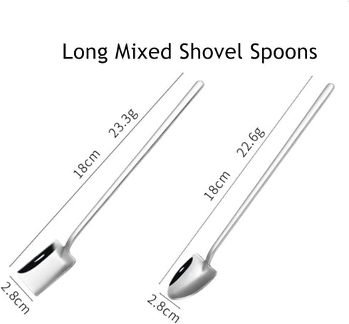 Fruit Dessert Shovel Spoons Set 4PCS, 6.8 inch Stainless Steel Mixed Dinner Teaspoon Spoons for Dessert Coffee Tea Ice Cream Fruit Cake for Home K...