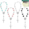 4 Pcs Rosary Beads Catholic, FineGood Cross Car Mirror Hanging Accessories Blessing Auto Rear View Mirror Pendant Car Decor Interior...