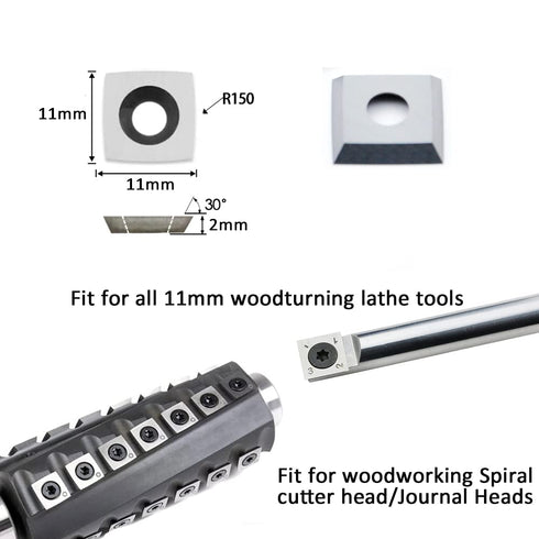 11mm Square with 6"Radius Carbide Inserts Cutters 11×11×2.0mm-R150 Replacement for Woodworking Fits SpiralHelical Planer Cutter Head Lathe Turning...