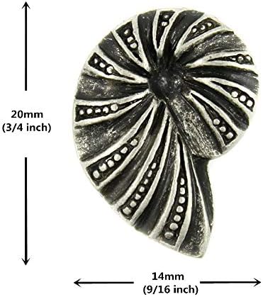 Bezelry 12 Pieces Ammonite Metal Shank Buttons 20mm X 14mm (Antique Silver)...