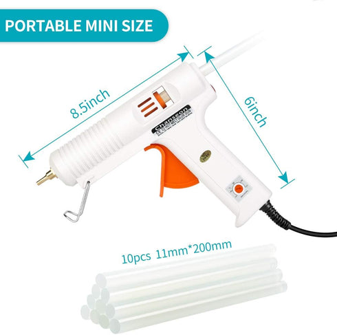 150 watts Industrial Hot Melt Glue Gun US Plug with 10 Pcs Glue Sticks Adjustable Temperature 2 Copper Nozzles for DIY Crafts and Quick Repairs...