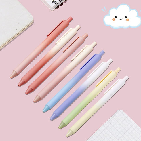 Retractable Gel Pens,8ct Black Ink 0.5mm Fine Point Pens Comfort Grip Smooth Writing Pens with Aesthetic Gradient Color Barrel for Journaling Note...
