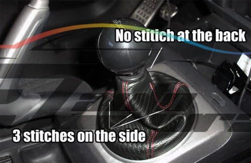 Universal Shift Knob Shifter Boot Cover Black with Blue Stitches PVC Leather MT at Sport PVC Leather...