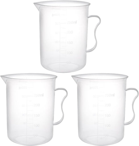uxcell Measuring Cup 300ml PP Plastic Graduated Beaker Transparent with Handle for Lab Kitchen liquids 3pcs...