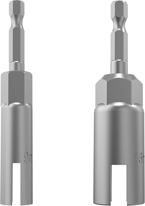 (2 Pack 2 Size 9mm,16mm)1/4"hex shank nut driver power wing nut drill bit socket tool drive kit, slotted wing nut drill sleeve wrench wrench kit, ...