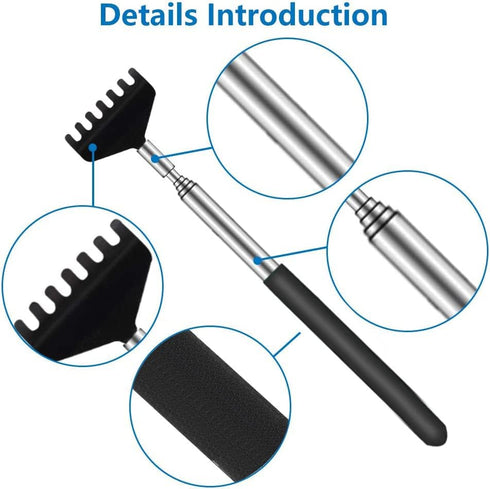 6 Pack Extendable Back Scratcher - Portable Telescoping Metal Back Scratchers/Hand Massager with Soft Rubber Handles for Thanksgiving, Birthday, C...