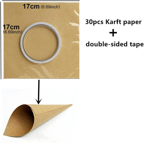 30 Pcs Kraft Paper Confetti Cones, 17x17cm(6.69x6.69inch) Wedding Confetti Cones...