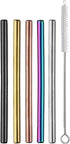 Ello 5-Pack Stainless Steel Reusable Cocktail Straws with Cleaning Brush (Metallic Multicolor)...