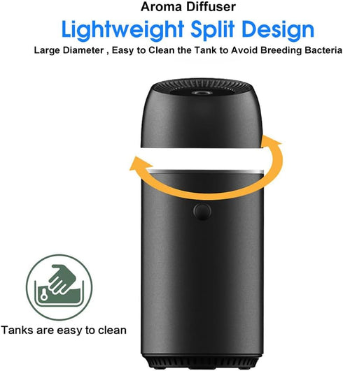 Portable Car Humidifier Can Add Essential Oils Small Diffuser with Night Light and Automatic Shut-Off Function for Car and Office Home Baby Room U...