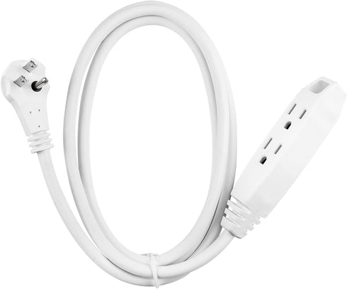 Clear Power 6 ft 3 Outlet Heavy Duty Flat Plug Extension Cord 14/3 SJT for Small Tools, Appliance and Office Equipment, White, 3 Prong Grounded, D...