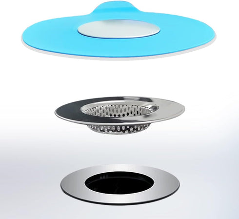 2PCS Bathtub Stopper Hair Catcher Kit, Bathtub Drain Strainer, Tub Stopper Plug Cover, Sink Filter, Silicone Drain Stopper for Bathroom, Laundry (...
