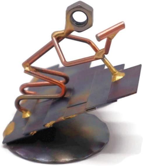 Roofer Figurine - Hand Welded Metal Art & Recycled Metal Sculptures - Unique Desk Accessories, Office Decor, & Roofer Gifts - Made in The USA...