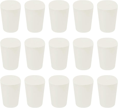 MECCANIXITY Rubber Tapered Plug 15mm to 21mm Solid Test Tubes Bungs Stopper White for Lab Home 15 Pieces...