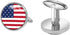 Stainless Steel Polished Round Photo Cufflinks With USA Flag Pattern...