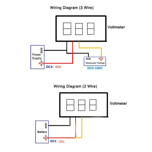 5pcs Mini Digital DC Voltmeter 0.36 Inch 3-Wire DC 0-100V LED Voltage Tester Meter 5 Colours,Voltmeter...