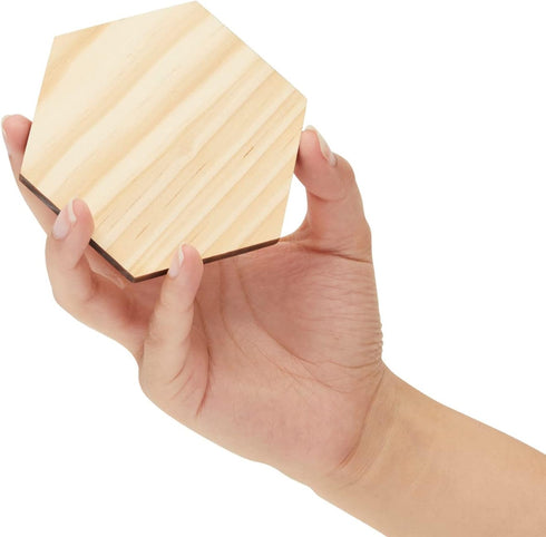Bright Creations 15 Pack Unfinished Wooden Hexagon Cutouts for Crafts, 1/4" Thick for Wood Burning, Engraving (4 x 4 in)...