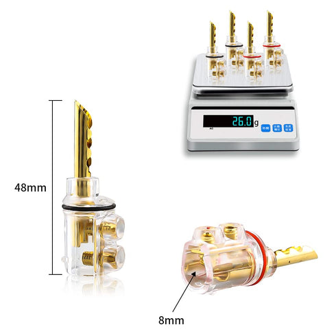 Viborg Audiocrast 4X HiFi Speaker Banana Plug Connectors 4MM BFA Type Dual Screws Locking Speaker Terminals with Heat Shrink Tubing + Allen Wrench...