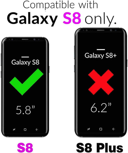 Phone Case for Samsung Galaxy S8 with Tempered Glass Screen Protector Card Holder Wallet Cover Stand Flip Leather Slim Soft Cell Accessories Glaxa...