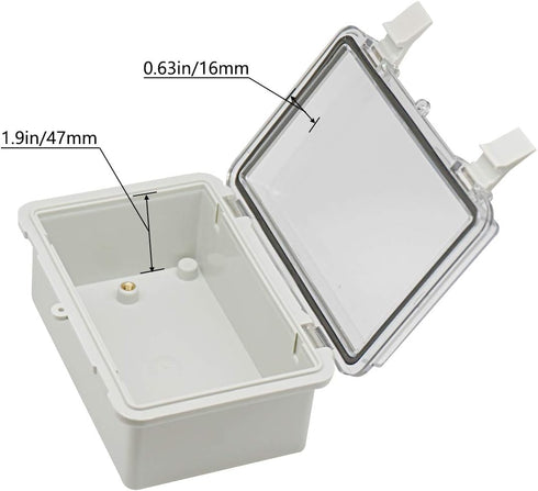 Zulkit Junction Box ABS Plastic Dustproof Waterproof IP65 Electrical Boxes Hinged Shell Outdoor Universal Project Enclosure Clear Cover with 2 Cab...