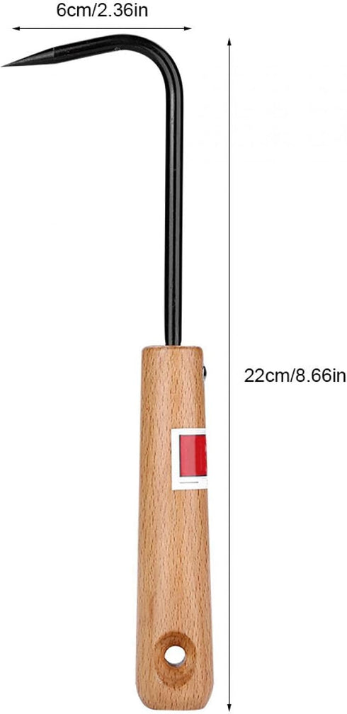 Bonsai Root Hook, 22cm Manganese Steel Single Claw Gardening Hook Root Pick Rake Bonsai Tool Handle Weeder with Comfortable Wooden Handle for Outd...