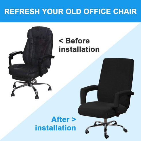 Stretch Office Chair Seat Covers with Armrest Sleeve, Jacquard Pattern High Back Computer Chair Slipcovers Removable Stretchable Covers Armchair C...