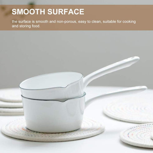 1.2L Saucepan, Enamel Milk Pan, Butter Warmer, Milk Pot, Easy to Cook and Clean, Non-Stick Milk Boiling Pot with Handle for Home Kitchen Restauran...