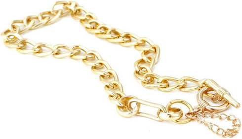 14K Gold Plated Chunky Chain Link Choker Necklace for Women,Statement Cuban Chain Link Paperclip Necklace,Simple Toggle Thick Chain Necklace Trend...