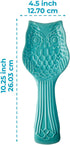 Decorative Owl Spoon Rest for Kitchen Countertop – Modern Farmhouse Spoon Holder for Stove in Lovely Aqua Blue, made with Chip-free Ceramic – Dish...