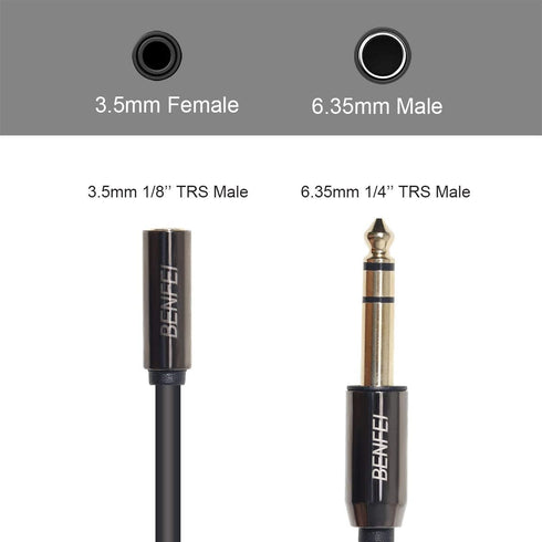 BENFEI 6.35mm (1/4 inch) Male to 3.5mm (1/8 inch) Female Stereo Audio Adapter Gold Plated, 3 Feet...