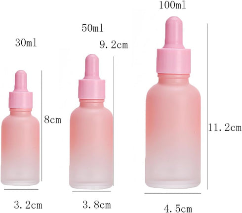 1 oz Dropper Bottle,4 Pcs 30ml Gradient Pink Glass Eye Dropper Bottles with Pink Top Cap for Essential Oils,Empty Refillable Glass Dropper Bottle ...