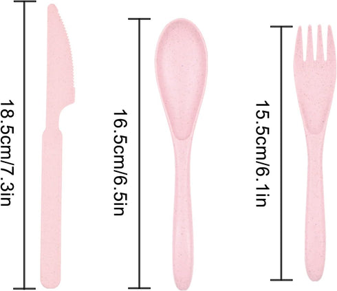 Knives Spoons and Forks Set, Wheat Straw Cutlery Set, Reusable Flatware Set for 4, Utensils for Party, Travel, Work, Picnic, Camping or Daily Use ...