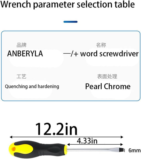 Flat head screwdriver, Phillips screwdriver, long handle screwdriver, suitable for car repair, plumbing repair, toy repair...
