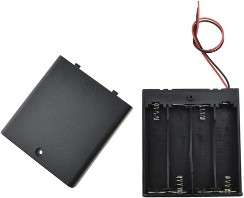 HAHIYO 6V AA Battery Holder Bundle with Wire Sturdy Cover Flexible Springs Contact Build-in Switch Batteries Black Case Easy Install 3 Pieces for ...