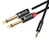 Devinal 3.5mm TRS to Dual 1/4"(6.35mm) TS Y-Cable, 1/8" to Two 6.35mm Mono Stereo Splitter Cord, Compatible for Computer Sound Cards, CD Players, ...