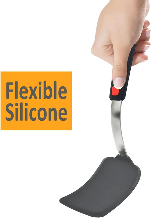 Silicone Spatula Turner Set of 2, 600°F Heat Resistant Silicone Cooking Utensils Set for Nonstick Cookware, Mixed Pancake Egg Burger Spatula Flipp...