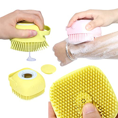 Bath Brush Silicone, Massage Soft Brush Dog Cats, Pet Massage Brush Bubble Brush Yellow...