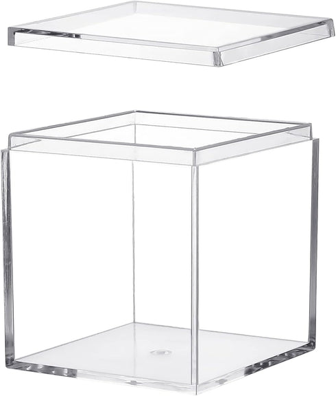 Acrylic Box with Lid, 4 Pack Small Square Acrylic Container 2.2x2.2x2.2Inch/55X55X55mm Plastic Square Cube Containers with Lid Storage Box for Can...