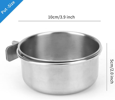2pcs VVNIAA Stainless Steel Bird bowls, Durable Bird Water Bowl, Bird Feeding Cups, Chinchilla Food Bowl, Bird Dishes for Cage, Bird Cage Feeders ...