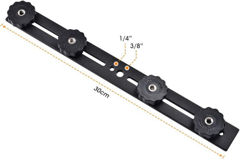 UTEBIT 11 inch Flash Bracket, Long Dual Camera Mount Flash Bracket Extension Bar with 1/4“ Hot Shoe, Straight Flash Brackets 1/4- 3/8 Thread Hole ...