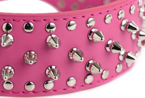 Spiked Studded Dog Collar, PU Leather Dog Collar, Adjustable Pet Collars for Medium or Large Breed Pet (M, Gold Brown)...