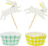 Easter Cupcake Cases for Baking & Bunny Rabbit Cake Toppers Decorations | 24x Green and Yellow Gingham Muffin Liners with Recipe| Activities for K...