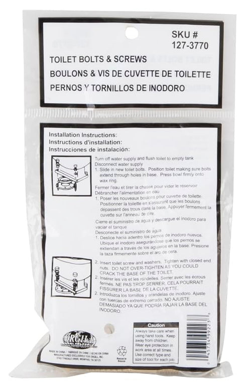 Rocky Mountain Goods Toilet Floor Bolt and Screw Kit - Securely Fasten Toilet Bowl to Floor - Complete Install Kit to Attach to Flange - Bolts, Sc...