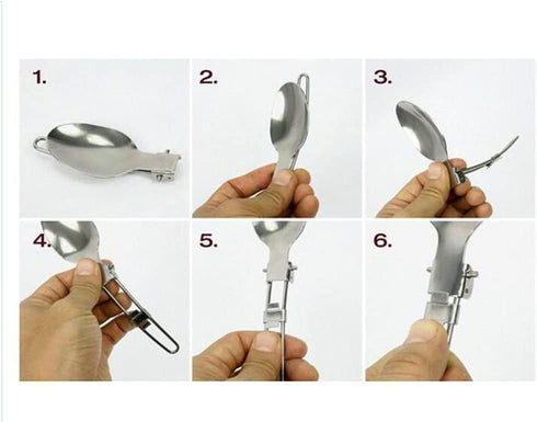 Folding Spoon Fork Knife Set Portable 3 in 1 Folding Dinner Flatware Utensils Stainless Steel Perfect for Camping Picnic Travel Hiking Backpacking...