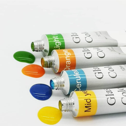 Jinzi Non-Toxic Stained Glass Paint, Top Permanent Glass Paint, Lacquer Stained Glass Art Paint, Glass Paint with 10 Pieces Nylon Hair Brush...