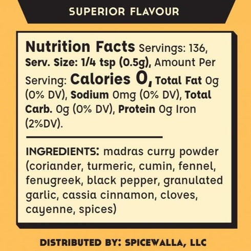 Spicewalla Madras Curry Powder 3.6 oz - Indian Seasoning - Non-GMO, No MSG, Gluten Free...