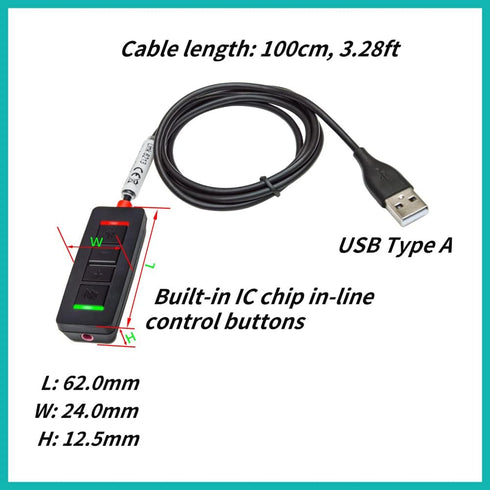 3.5 mm to USB Adapter Headset Headphone Cable 3.28 ft, Mic-Supported Mic Mute & Speaker Volume Up Down in-line for PC Laptop Desktop Computer...