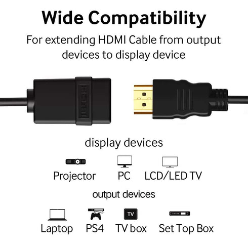 Cmple - HDMI Extension Cable 3 ft Male to Female HDMI Adapter Cord 4K@60Hz 2150p 1080p 3D Audio/Video Extender Compatible with Laptop, Gaming PC, ...